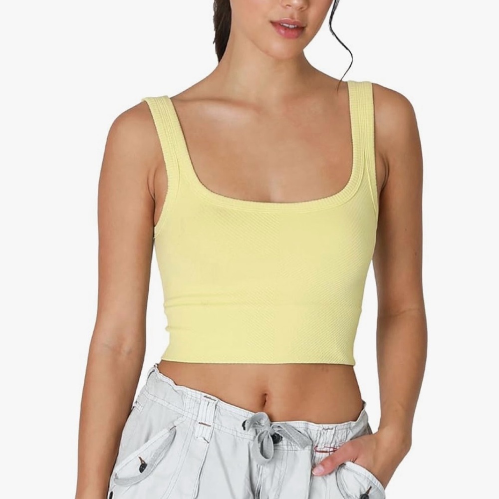 Yellow Ribbed Tank Top